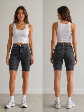 True Religion Acid-Wash Denim Cutoff Shorts